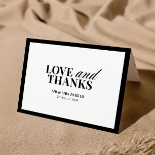 Classic Luxe   Elegant Black and White Wedding Letterpress Thank You Card