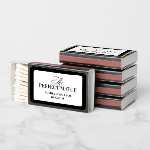 Classic Luxe Elegant Black and White Wedding Matchboxes