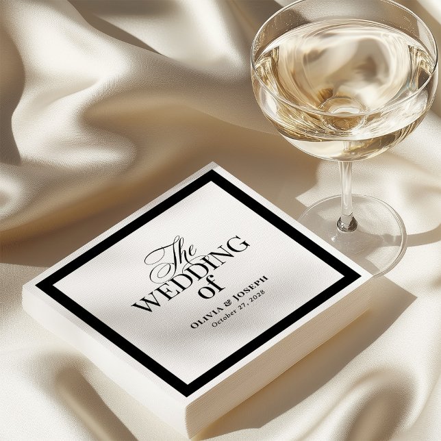 Classic Luxe | Elegant Black and White Wedding Napkins (Creator Uploaded)