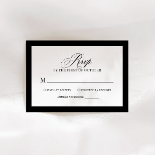 Classic Luxe   Elegant Black and White Wedding RSVP Card