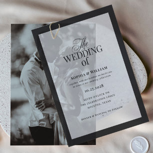 Classic Luxe Elegant Black Frame Wedding Vellum Invitations