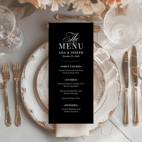 Classic Luxe | Elegant Black Wedding Menu