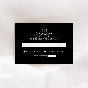 Classic Luxe Elegant Black Wedding RSVP Card