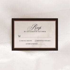 Classic Luxe | Elegant Brown Neutral Wedding RSVP Card