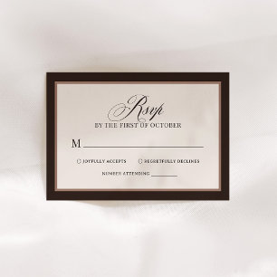 Classic Luxe   Elegant Brown Neutral Wedding RSVP Card