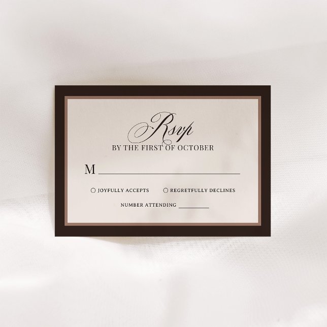Classic Luxe | Elegant Brown Neutral Wedding RSVP Card (Creator Uploaded)