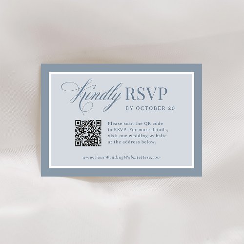 Classic Luxe | Elegant Dusty Blue QR Code Wedding