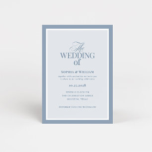 Classic Luxe   Elegant Dusty Blue Wedding Invitation