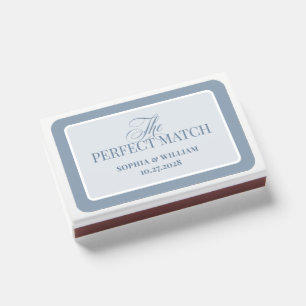 Classic Luxe   Elegant Dusty Blue Wedding Matchboxes