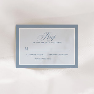 Classic Luxe   Elegant Dusty Blue Wedding RSVP Card