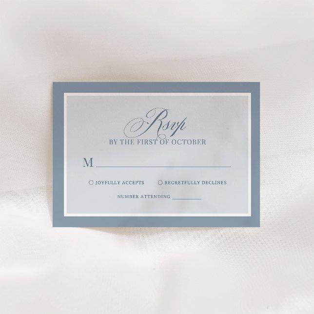 Classic Luxe | Elegant Dusty Blue Wedding RSVP Card (Creator Uploaded)