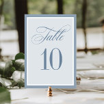 Classic Luxe | Elegant Dusty Blue Wedding Table Number<br><div class="desc">These elegant,  luxe wedding table numbers feature a dusty blue border and a lighter blue and white design. There is a mix of classic text and modern calligraphy for a classy and minimalist design perfect for your timeless,  formal reception.</div>