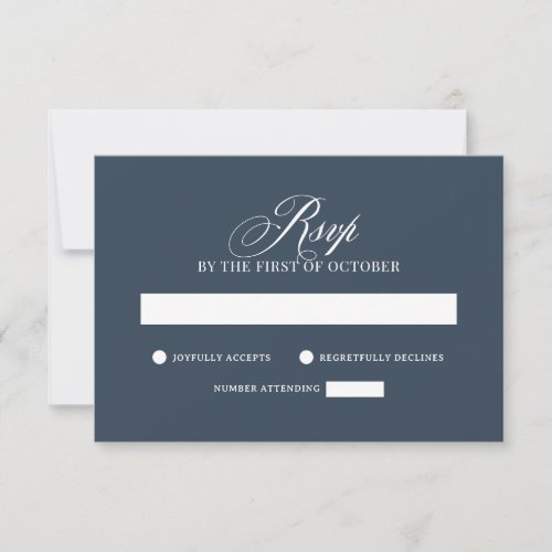 Classic Luxe | Elegant Navy Blue Wedding RSVP Card