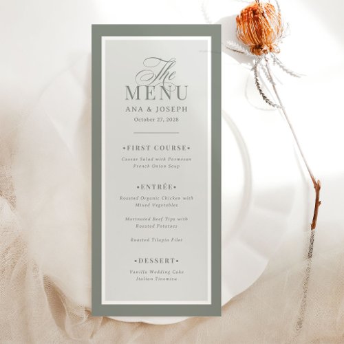 Classic Luxe | Elegant Sage Green Border Wedding Menu