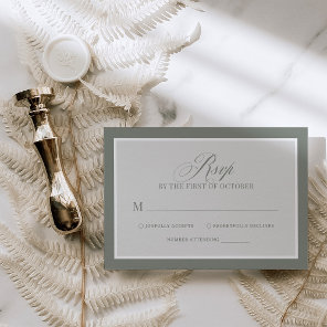 Classic Luxe | Elegant Sage Green Wedding RSVP Card