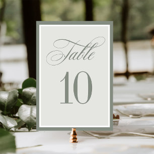Classic Luxe Elegant Sage Green Wedding Table Number