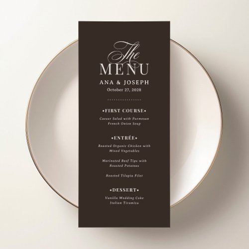 Classic Luxe | Espresso Brown Wedding Menu