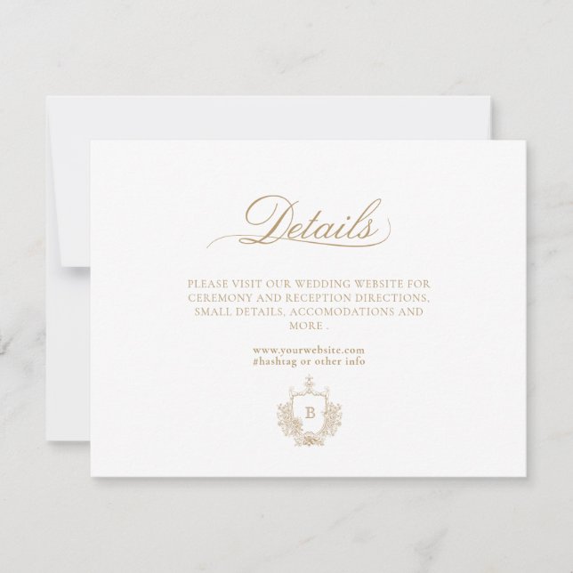Classic Luxe Gold and White Monogram Details Card (Front)