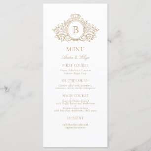 Classic Luxe Gold and White Monogram Wedding Menu