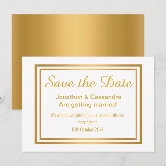 CLASSIC LUXE GOLD BOTANICAL SAVE THE DATE (Front/Back)