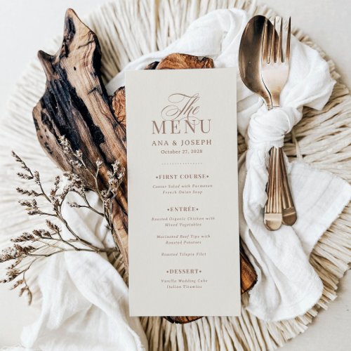 Classic Luxe | Ivory and Mocha Taupe Wedding Menu