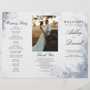Classic Luxe Marble Trifold Wedding Program Flyer