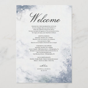 Classic Luxe Marble Wedding Welcome Itinerary Program