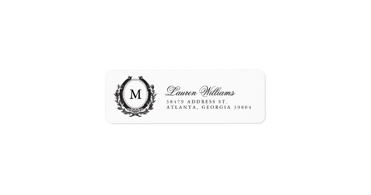 Classic Monogram Monogram Return Address Labels 1 X 