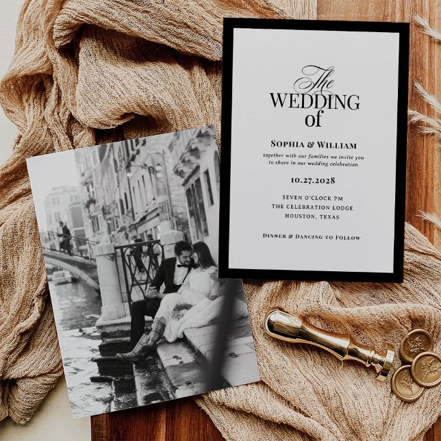 Classic Luxe | Photo Black and White Wedding Invitation (Creator Uploaded)