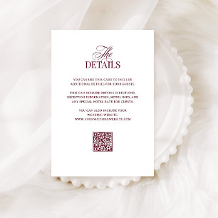Classic Luxe QR Code Wedding Guest Details Enclosure Card