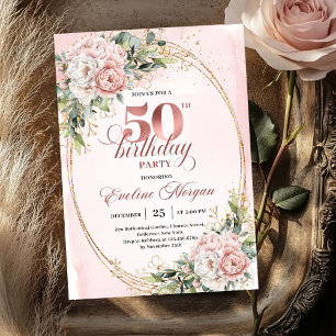 Classic Luxe Rose Gold 50th Birthday Invitation