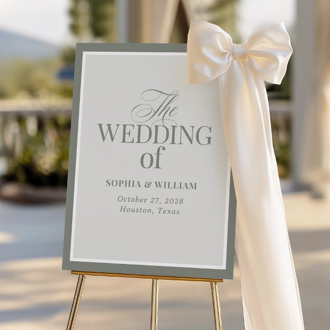 Classic Luxe | Sage Green Border Wedding Welcome Foam Board (Creator Uploaded)