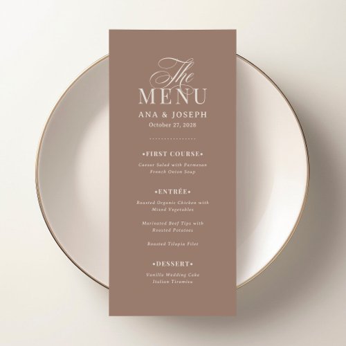 Classic Luxe | Soft Mocha Taupe Wedding Menu