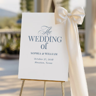 Classic Luxe White and Dusty Blue Wedding Welcome Foam Board