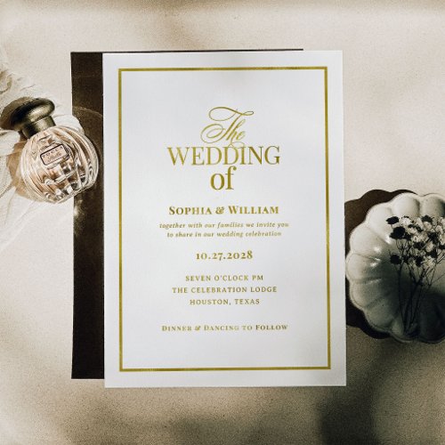 Classic Luxe White | Wedding with Gold Foil Invitation