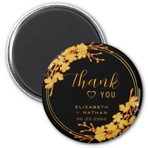 Classic Luxury Black  Gold Wedding Thank You Magnet