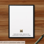 Classic Luxury Business Letterhead<br><div class="desc">Make a lasting impression with our Classic Luxury Business Letterhead. The faux black textured print framed border and brushed gold monogram emblem convey your expertise. Suitable for official correspondence,  contracts,  and client communications,  this letterhead adds an air of professionalism to your correspdonece.</div>
