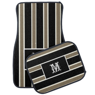 Classic Luxury Chic Monogram Modern Striped  Car Floor Mat