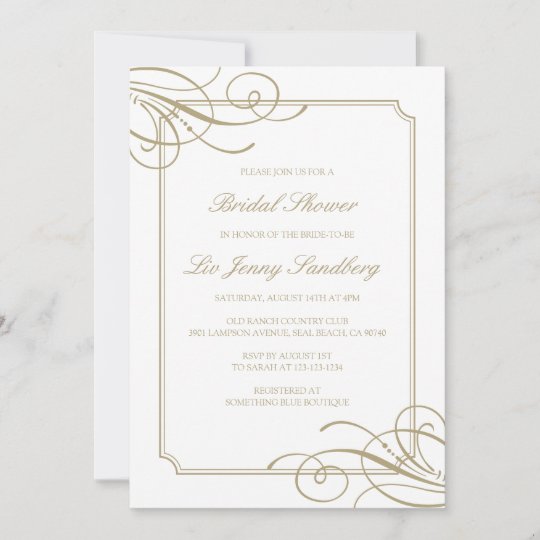 Classic Luxury Gold Frame Bridal Shower Invitation | Zazzle.com