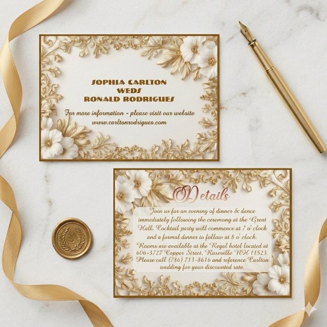 Classic Luxury Gold Ornate Royal Romantic Wedding  Enclosure Card (Classic Luxury Gold Ornate Royal Romantic Wedding Enclosure Card)