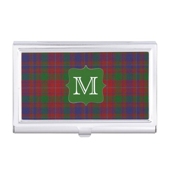 Classic MacIntyre Tartan Plaid Monogram Business Card Holder (Front)