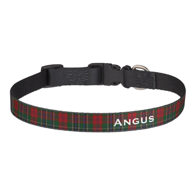 Classic MacLean Tartan Plaid Custom Dog Collar (Front)