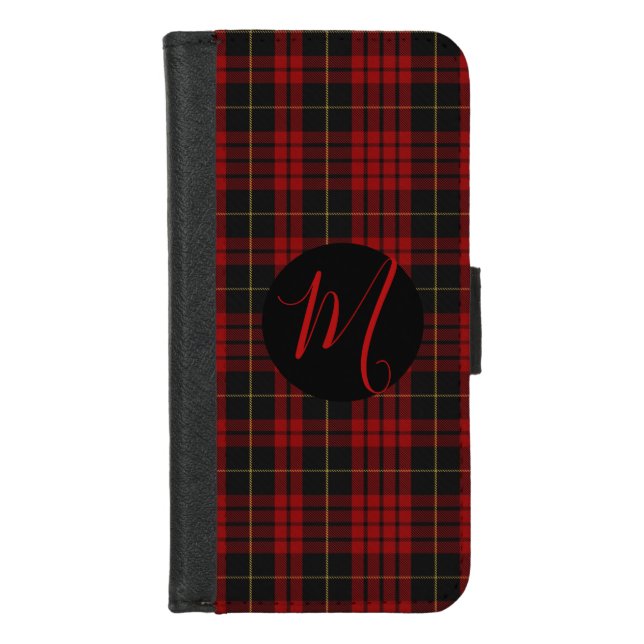Classic MacQueen Plaid Monogrammed iPhone Wallet Case (Front)