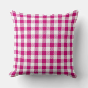 Classic Magenta Gingham Pattern Throw Pillow