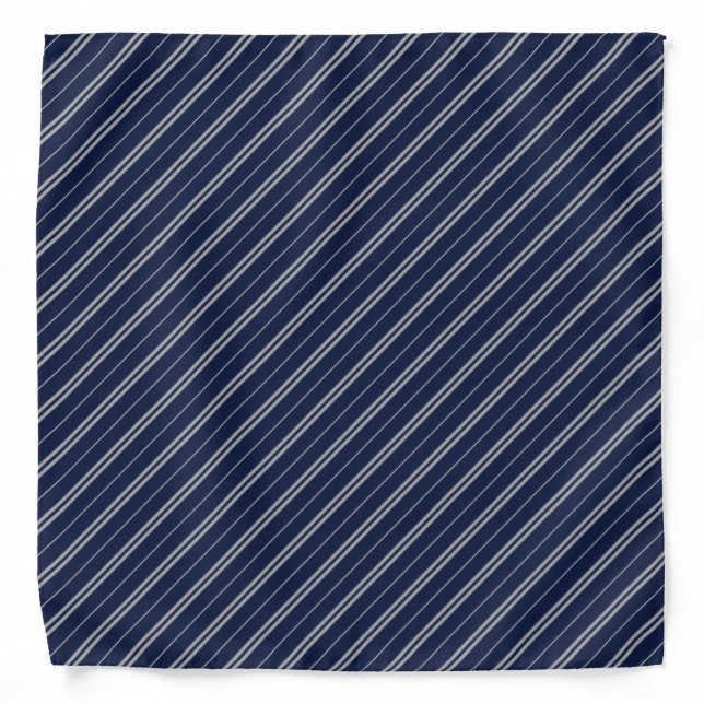 Classic Magical Blue Gray School Stripes Pattern Bandana (Front)