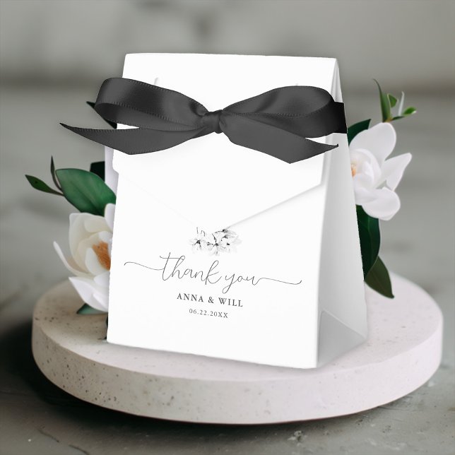 Classic Magnolia Black White Art Elegant Wedding Favor Boxes (Floral Wedding Favor Box Classic Magnolia Black White Elegant Modern Simple Bohemian)