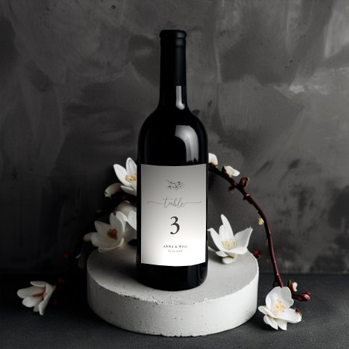 Classic Magnolia Black White Elegant Wedding Wine Label