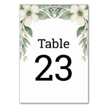 Classic Magnolia White Floral Wedding Table Number