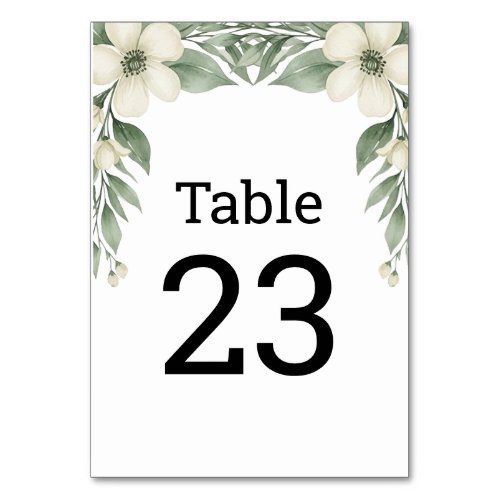 Classic Magnolia White Floral Wedding Table Number
