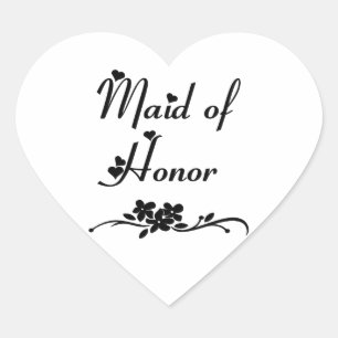 Classic Maid Of Honor Heart Sticker
